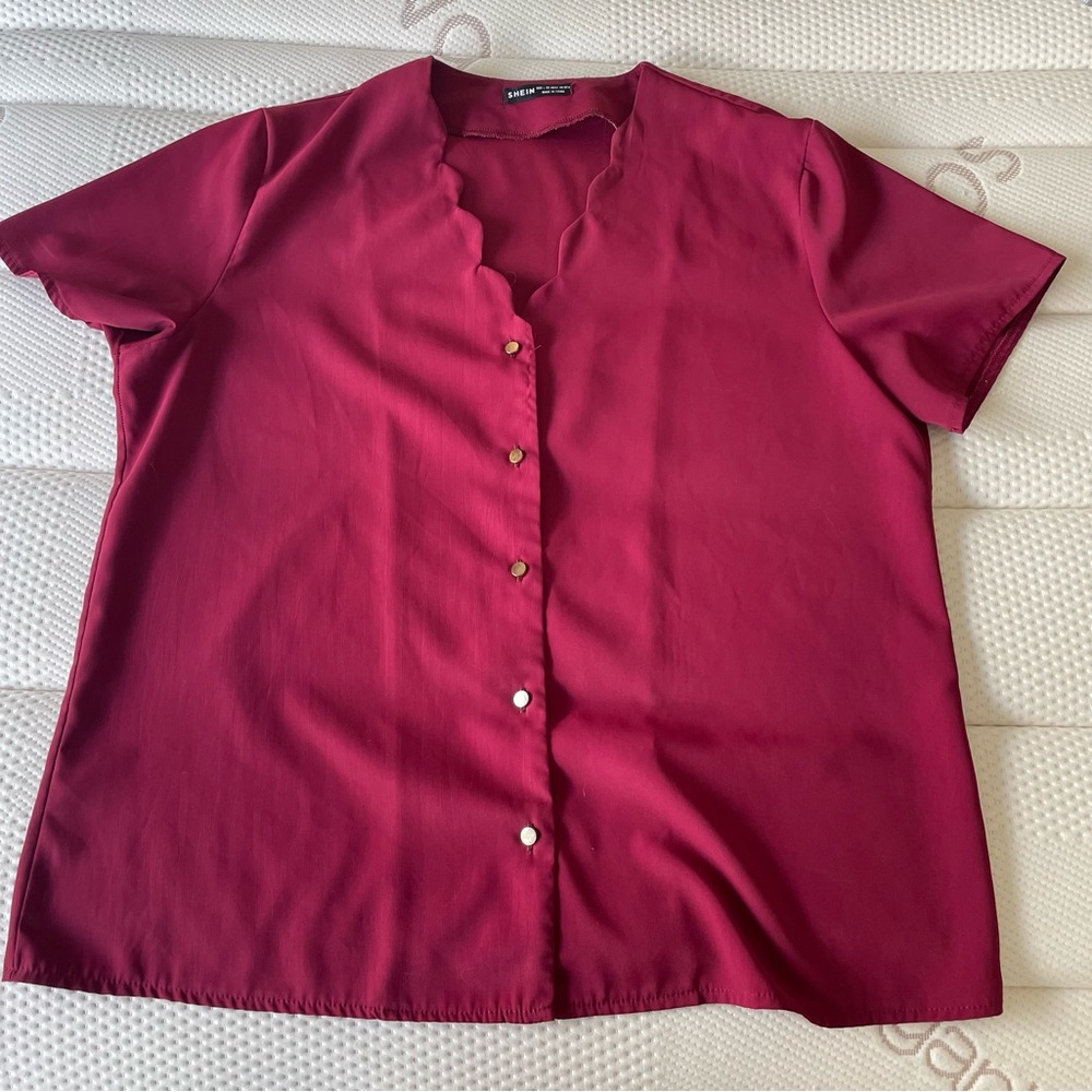 Elegant Maroon Button-Up Top